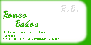 romeo bakos business card
